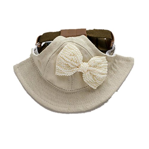 【ノーブランド品】ペット 犬 猫 愛犬用 耳の穴 キャップ 帽子 かわいい ハット 紫外線対策 野球 おしゃれ ちょう結び M