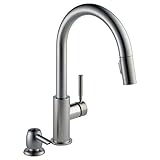 デルタTraskステンレスシングルハンドルプルダウンキッチン蛇口withソープディスペンサー