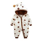 Hzjundasi 赤ちゃん 男の子 ドット パターン 保暖 防寒 ロンパース 新生児 幼児 コットン フード付き 長袖 ジャンプスーツ クリスマス 子供服 出産祝い 秋冬 アウターウェア