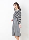 マタニティ　ネグリジェ　前開き・長袖 /夏秋〜秋/　スムース　マタニティ　ネグリジェ/授乳口付きマタニティ パジャマ 前開き 入院にもオススメ。長袖・ロング丈 (M, 紺)