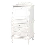 飾り棚 コレクション 棚 エレガント な 彫刻 と ねこ脚 が ポイント 約 幅 58㎝ 奥行 52㎝ 高さ 116㎝ VIOLETTA ライティングテーブル ホワイト