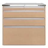 【室内設置サービス付き】【製造直販】【日本製】【完成品】ステンレス天板 NEWルフレ鏡面キッチンカウンター90／ピアノアイボリー