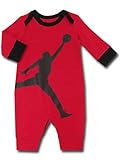 (Jordan)ジョーダン ベビージョーダン Jumpman 長袖　ロンパース (3-6M (3-6ヶ月 メーカー記載65-70cm), 赤黒) [並行輸入品]