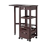 キッチンワゴン タイル 天板 カントリー キッチン キャスター 収納 木製 ストアレッジ片バタワゴンキャスターラック付き (ダークブラウン)