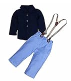 ベビー男の子3点Clothingセットシャツ+パンツ+サスペンダーストラップ服装 カラー: ブルー