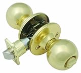 Design House 782920 Ball 2-Way Latch Privacy Door Knob, Adjustable Backset, Polished Brass Finish by