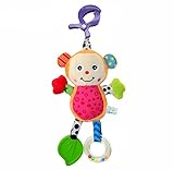 wingingkids 赤ちゃん おもちゃ ベビー おもちゃ ガラガラ サル モンキー おもちゃ 0歳 布おもちゃ ベビートイベビーカーおもちゃ 歯固め フック付きおもちゃ お出かけおもちゃ ラトル 