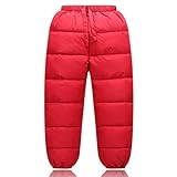 ノーブランド品 キッズダウンパンツ 子どもダウンズボン 子供ロングダウンパンツ ガールズ防寒ズボン ジュニアロングズボン 長ズボン レッド　130cm