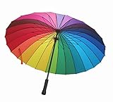 虹 レインボー 傘 ユニセックス 晴雨兼用 和傘 日傘 雨傘 アンブレラ 24本骨 60cm