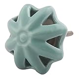 IndianShelfハンドメイドセットof 2 Sea Green Daffodilセラミック花ドアノブ引き出しハンドルドレッサーPulls 標準 グリーン FCK-118-1-10