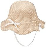 プチボヌール ひもがはずせるリバーシブルピケハットUV オフホワイトxベージュドットMサイズ