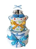 おむつケーキ ディズニー ミッキーマウス 半袖ボディスーツ付き 2段 男の子用 B (パンパースM/サイズ80)