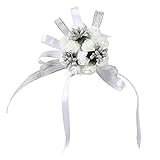 asixx手首花、1pc美しい手首コサージュリボンブライダルブライズメイドプロムウェディングパーティーデコレーション シルバー Asixxfd51nuy0ch-02