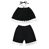 Domybest 子供服　女の子　ベビー服　トップスとショートパンツ　二点セットアップ　2-7歳　袖なし　ホルターネック　夏 (130)