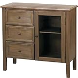 ワイドチェスト/W81×D33×H74cm/天然木（桐） 天然木化粧繊維板（桐） ラッカー塗装 5mm強化ガラス