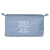 不二貿易 取っ手付きバスケット レクタングル スマイル 幅45×奥行30×高さ25cm グリーン 32864