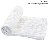 Maypluss Natural Muslin Cotton Baby Bath Towels,Baby Blanket 45 x 45 by Maypluss