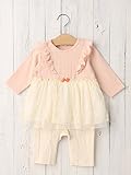 Kid's zoo (キッズズー) ベビー チュチュ スカート 付き ロンパース 赤ちゃん 女の子 ベビー服 70㎝ ピンク × オフ