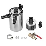 KIMISS オイルキャッチタンク 車，ユニバーサル オイルタンクリザーバーキャッチ缶、2ポートアクセサリーキット(スライバー)