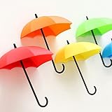 (Color3) - Meiyiu Creative Cute Umbrella Shape Wall Adhesive Plastic Hook Storage Box 0.1Kg 3pcs