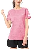 [TACVASEN] tシャツ レディース 速乾 無地 ランニング トレニング用 ティーシャツ ハイキング フィットネスtシャツ かわいい スポーツウェア カットソー ピンク 2XL