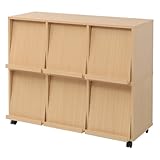 JKプラン Carmine スタッキングフラップシリーズ ディスプレイラック3P×2個組(キャスター付き） 幅37cm ナチュラル fr-053ca-2-na