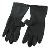 uxcell 1双　抗酸抗アルカリ　化学レジスト　作業用ラテックス手袋 　ブラック　31cmの長さ