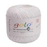 レース糸 20番 40g 約360m コットン刺繍糸 純棉シャトルレース糸 801-ピュアホワイト
