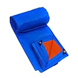 WUFENG オーニング 防水 雨布 プラスチック 日焼け止め アンチサン 断熱 リノリウム 厚い キャンバス 光 トラック アウトドア、 厚さ0.28mm 155g/M2 (色 : Blue+Tan