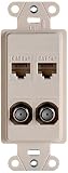 OnQ / Legrand WP3422LA PreConfigured 4Port Strap, Phone/Data, TV/Aux, Light Almond [並行輸入品]
