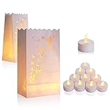 50-set Candleバッグ、ACELIST Flame Resistant発光体紙バッグ、ウェディング、披露宴、パーティー、イベント装飾 Bag+Light