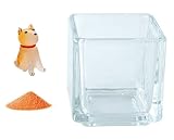 花市場直送便 ミニチュアガラス 柴犬 & カラーサンド オレンジ & 植え込み用グラス ニューブロックS