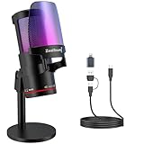 Zealsound USB ゲーミングマイク *Phoneマイク コンデンサーマイクミュートボタン カーディオイド指向性 RGB光り プラグ＆プレイ パソコン 実況 ライブ配信 ポットキャスト ストリーミング Skype Discord Zoom Windows/Mac/PS4/5対応（黒）