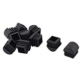 uxcell チューブ パイプインサートキャップ テーブル足 プラスチック 四角形 ブラック 25mm x 25mm 10個入り