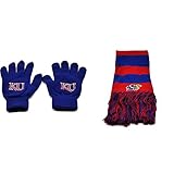 NCAA Kansas Jayhawksストライプスカーフとニット手袋2パックバンドル