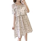 マタニティ ロング ワンピース シフォン 授乳服 授乳口付き 胸のフリルが超かわいい グレー 気質 清新である 学院の風