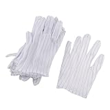 uxcell 作業手袋　ワークグローブ　安全用具　ナイロン製　ホワイト　グレー　静電気防止　労働者用　ストライプ　ユニセックス用　10ペア入り