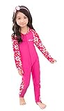 男の子/女の子 キッズ水着 長袖 フルスーツ ダイビング 子供水着 スクール水着 スイムウエア 日焼け防止 UVカット アニメ専線 (Lサイズ, ローズレッド)