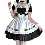 [BETEAM] メイド 服 コスプレ ショート丈 黒白 豪華 8点 セット かわいい メイド エプロン メイドコスチューム ロング 仮装 コンカフェ パーティー 大人 男女兼用 S