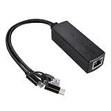 UCTRONICS ギガビット PoE スプリッター 5V 3A、2-in-1 PoE - USB C/Micro USB アダプター、IEEE 802.3af/at 対応 10/100/1000Mbps Raspberry Pi 3/4、セキュリティ IP カメラなど