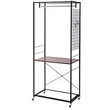 山善(YAMAZEN) チェスト上置き用 ハンガーラック キャスター付き 幅73 RSH-2S(WL/BK) ブラック