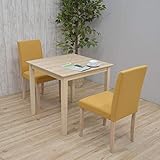 ダイニングテーブルセット 2人掛け用 75cmテーブル コンパクト 3点セット ファブリック mac75-3-beka342wwye ホワイトウォッシュ色 メラミン化粧板 木製 北欧風 単身 布地 シンプル モダン 省スペース 食卓セット 