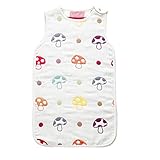 Petit Bella 年中使い ６重ガーゼスリーパー パジャマ 通気 子供服 ベビー服 寝袋 100%コットン 綿 子供 赤ちゃん ボタン開閉式 プレゼント 出産祝い (S, キノコ柄)