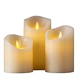 Air Zuker Flameless Candles Battery Operated Candles Real Wax Pillar LED Candles with Dancing Flame 