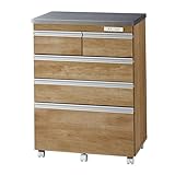 イヌイ キッチンカウンターステンレス天板 鏡面 食器棚 4段 幅60 ナチュラル