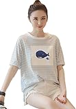 ボーダー柄Ｔシャツ くじら柄 マタニティ用Ｔシャツ レディースファッション ママファッション 婦人服 ゆったりめ 春夏もの ノベルティ付属 BRZ0424 (2XL)