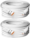 2个USB-Cケーブル CCTV WiFiセキュリティカメラ用 – Type-C延長充電コード、屋内外両用、防水仕様、フラットデザイン 14m