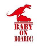 怪獣が乗ってる!? Baby on board カッティング ステッカー レッド 赤