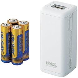 ELECOM モバイルバッテリー 乾電池 スマートフォン用 ホワイト DE-U01D-1908WH