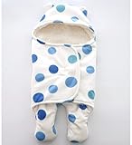 Felimoa くまさんフリース ベビー用 防寒服 ふわふわ あったか おくるみ 新生児 出産祝い (水玉)